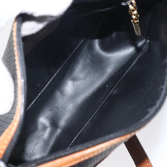 Salvatore Ferragamo Shoulder Bag Leather PVC Black Gold Auth bs27289