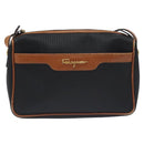 Salvatore Ferragamo Shoulder Bag Leather PVC Black Gold Auth bs27289-2