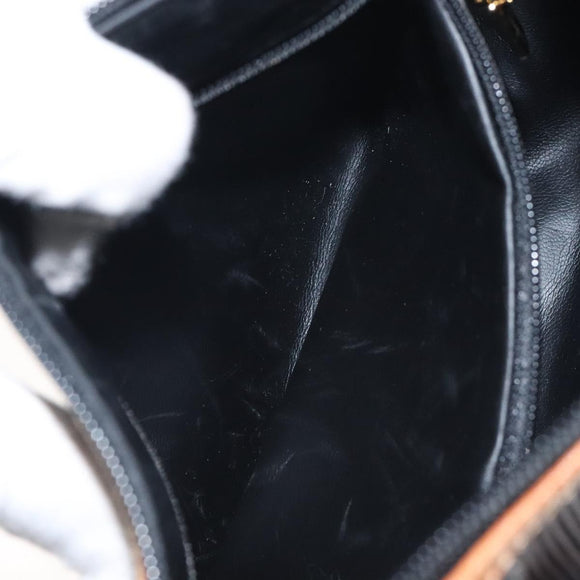 Salvatore Ferragamo Shoulder Bag Leather PVC Black Gold Auth bs27289