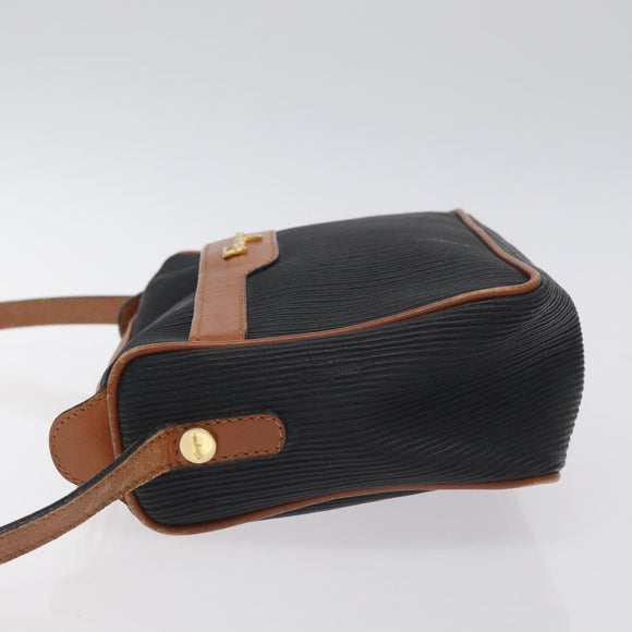 Salvatore Ferragamo Shoulder Bag Leather PVC Black Gold Auth bs27289