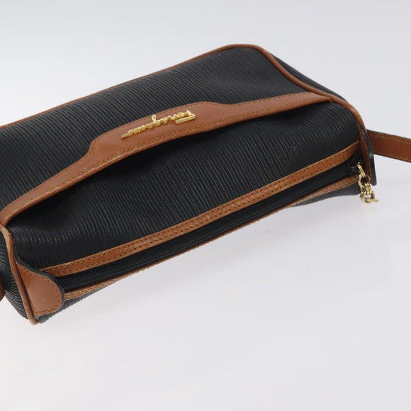 Salvatore Ferragamo Shoulder Bag Leather PVC Black Gold Auth bs27289