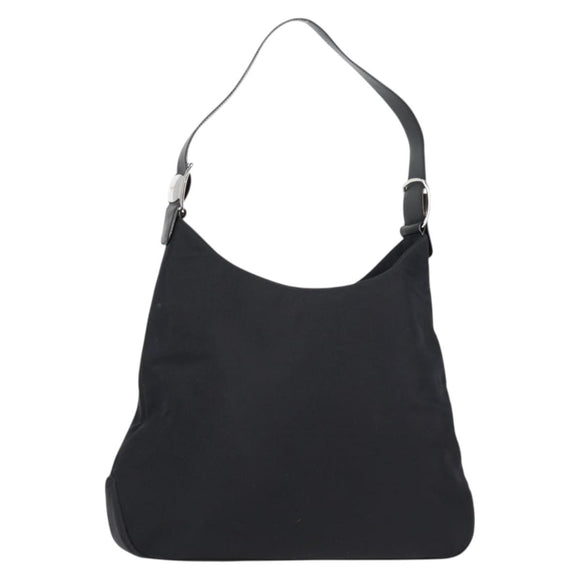 Salvatore Ferragamo Vala Shoulder Bag Nylon Black Silver Auth bs27290