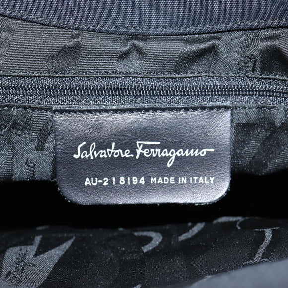 Salvatore Ferragamo Vala Shoulder Bag Nylon Black Silver Auth bs27290