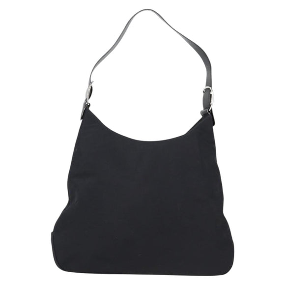 Salvatore Ferragamo Vala Shoulder Bag Nylon Black Silver Auth bs27290