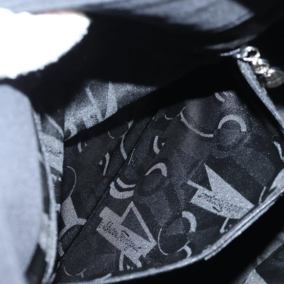 Salvatore Ferragamo Vala Shoulder Bag Nylon Black Silver Auth bs27290
