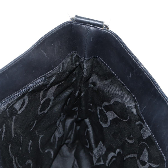 Salvatore Ferragamo Vala Shoulder Bag Canvas Black Silver Auth bs27291