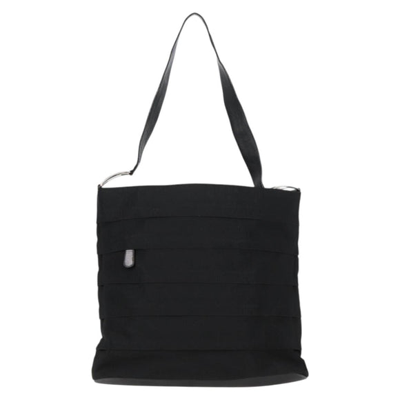 Salvatore Ferragamo Vala Shoulder Bag Canvas Black Silver Auth bs27291