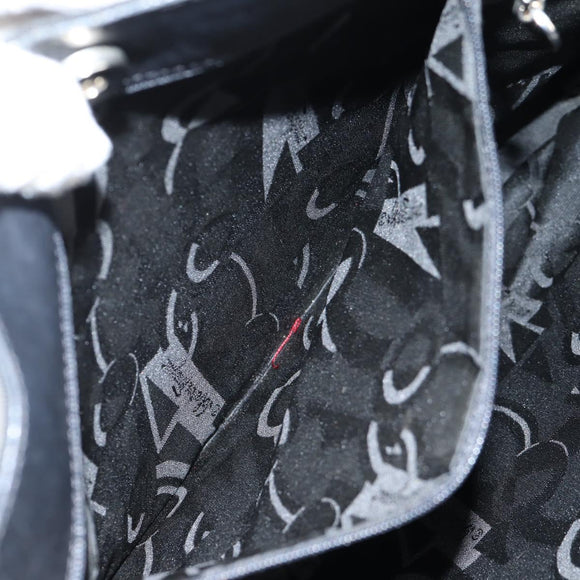 Salvatore Ferragamo Vala Shoulder Bag Canvas Black Silver Auth bs27291