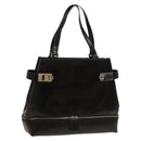 Salvatore Ferragamo Gancini Tote Bag Leather Black Silver Auth bs27292-1