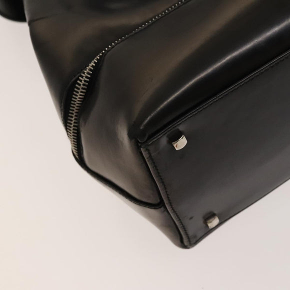 Salvatore Ferragamo Gancini Tote Bag Leather Black Silver Auth bs27292