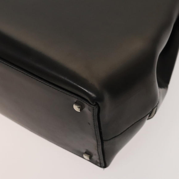 Salvatore Ferragamo Gancini Tote Bag Leather Black Silver Auth bs27292