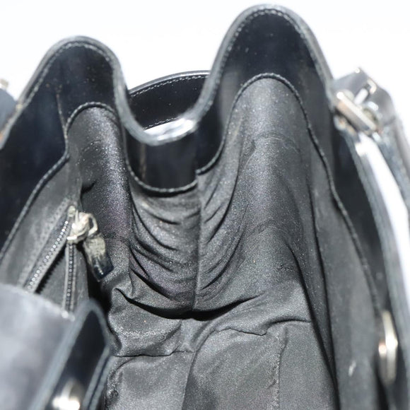 Salvatore Ferragamo Gancini Tote Bag Leather Black Silver Auth bs27292