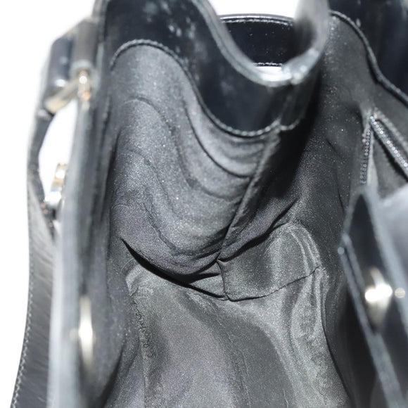 Salvatore Ferragamo Gancini Tote Bag Leather Black Silver Auth bs27292