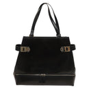 Salvatore Ferragamo Gancini Tote Bag Leather Black Silver Auth bs27292-2