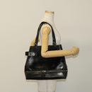 Salvatore Ferragamo Gancini Tote Bag Leather Black Silver Auth bs27292-22