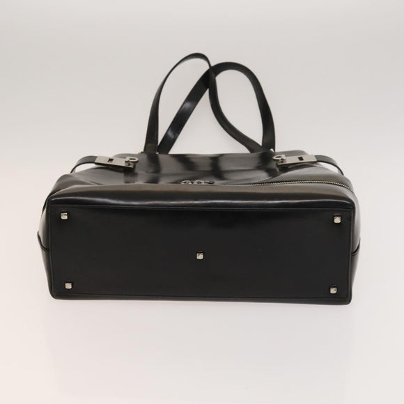 Salvatore Ferragamo Gancini Tote Bag Leather Black Silver Auth bs27292