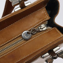 Salvatore Ferragamo Gancini Tote Bag Leather Brown Silver Auth bs27293-15