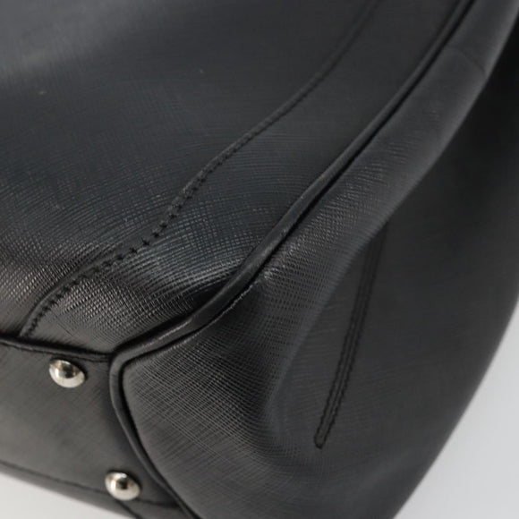 Salvatore Ferragamo Gancini Tote Bag Leather Black Silver Auth bs27294