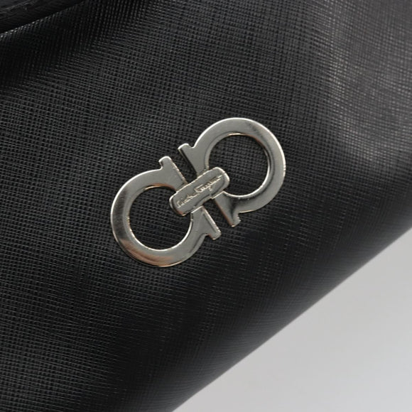 Salvatore Ferragamo Gancini Tote Bag Leather Black Silver Auth bs27294