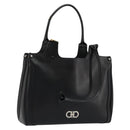 Salvatore Ferragamo Gancini Tote Bag Leather Black Silver Auth bs27294-1