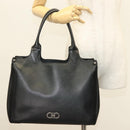 Salvatore Ferragamo Gancini Tote Bag Leather Black Silver Auth bs27294-27
