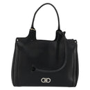 Salvatore Ferragamo Gancini Tote Bag Leather Black Silver Auth bs27294-2