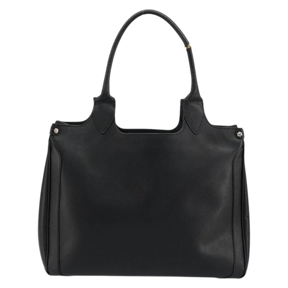 Salvatore Ferragamo Gancini Tote Bag Leather Black Silver Auth bs27294