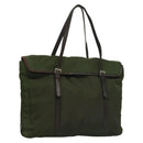 PRADA Tote Bag Nylon Khaki Silver Auth bs27300-1