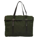 PRADA Tote Bag Nylon Khaki Silver Auth bs27300-13
