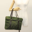 PRADA Tote Bag Nylon Khaki Silver Auth bs27300-26