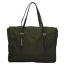 PRADA Tote Bag Nylon Khaki Silver Auth bs27300-2