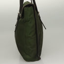 PRADA Tote Bag Nylon Khaki Silver Auth bs27300-3