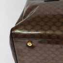 CELINE Macadam Canvas Hand Bag Enamel Brown Gold Auth bs27304-15