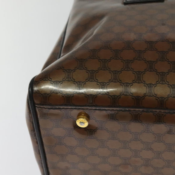 CELINE Macadam Canvas Hand Bag Enamel Brown Gold Auth bs27304