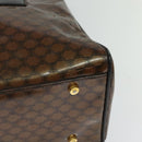 CELINE Macadam Canvas Hand Bag Enamel Brown Gold Auth bs27304-16