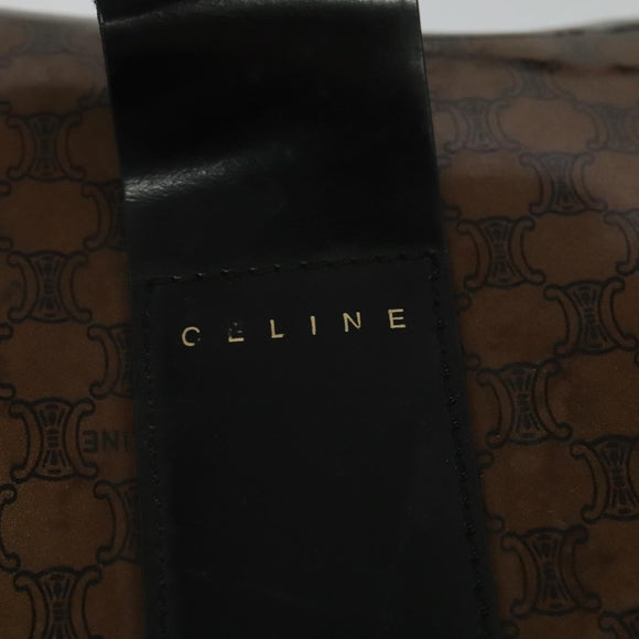CELINE Macadam Canvas Hand Bag Enamel Brown Gold Auth bs27304
