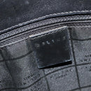 CELINE Macadam Canvas Hand Bag Enamel Brown Gold Auth bs27304-18