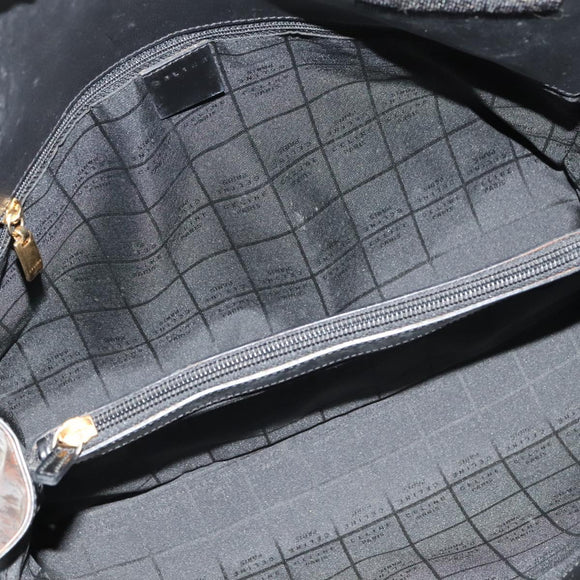 CELINE Macadam Canvas Hand Bag Enamel Brown Gold Auth bs27304