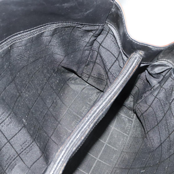 CELINE Macadam Canvas Hand Bag Enamel Brown Gold Auth bs27304