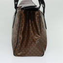 CELINE Macadam Canvas Hand Bag Enamel Brown Gold Auth bs27304-3