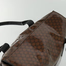 CELINE Macadam Canvas Hand Bag Enamel Brown Gold Auth bs27304-6