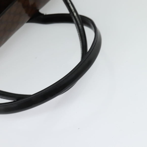 CELINE Macadam Canvas Hand Bag Enamel Brown Gold Auth bs27304