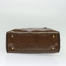 CELINE Macadam Canvas Hand Bag Enamel Brown Gold Auth bs27304-5