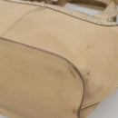 CELINE Hand Bag Leather 2way Beige Silver Auth bs27306-9