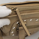 CELINE Hand Bag Leather 2way Beige Silver Auth bs27306-10