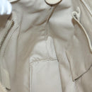CELINE Hand Bag Leather 2way Beige Silver Auth bs27306-22