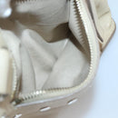 CELINE Hand Bag Leather 2way Beige Silver Auth bs27306-24