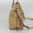 CELINE Hand Bag Leather 2way Beige Silver Auth bs27306-3