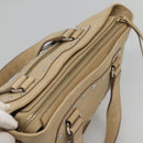 CELINE Hand Bag Leather 2way Beige Silver Auth bs27306-6