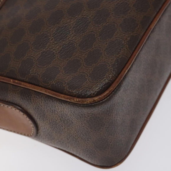 CELINE Macadam Canvas Shoulder Bag PVC Leather Brown Gold Auth bs27307